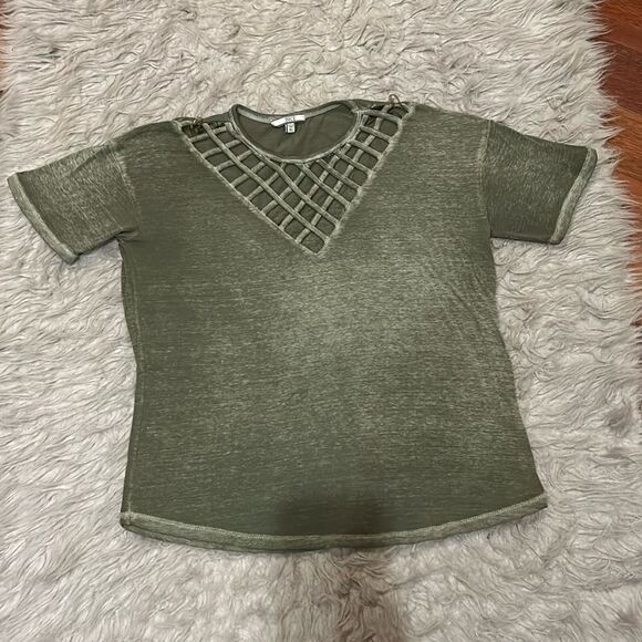 Bke women’s green cotton stretch caged tshirt size xs‎ - Picture 1 of 5